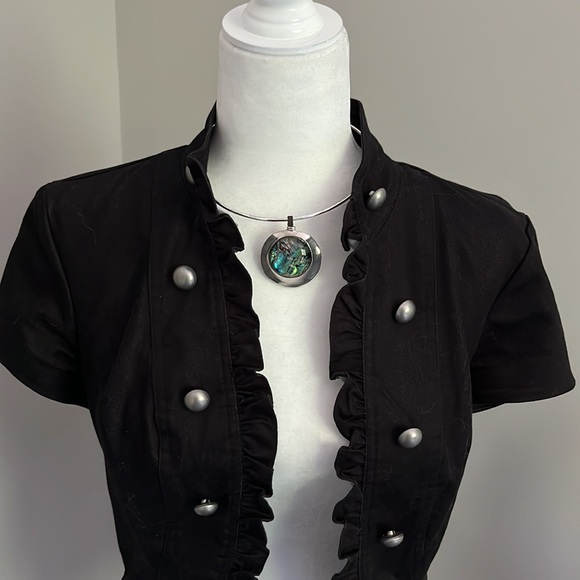 Robert Lee Morris Soho RLM, silver, and Abalone round choker necklace - Picture 4 of 8